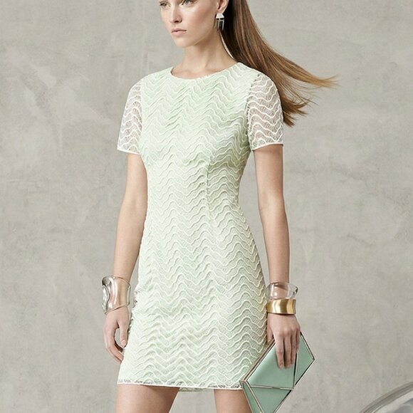 REISS Larkie Lace Overlay Dress — Mint — Size 4 — NWT